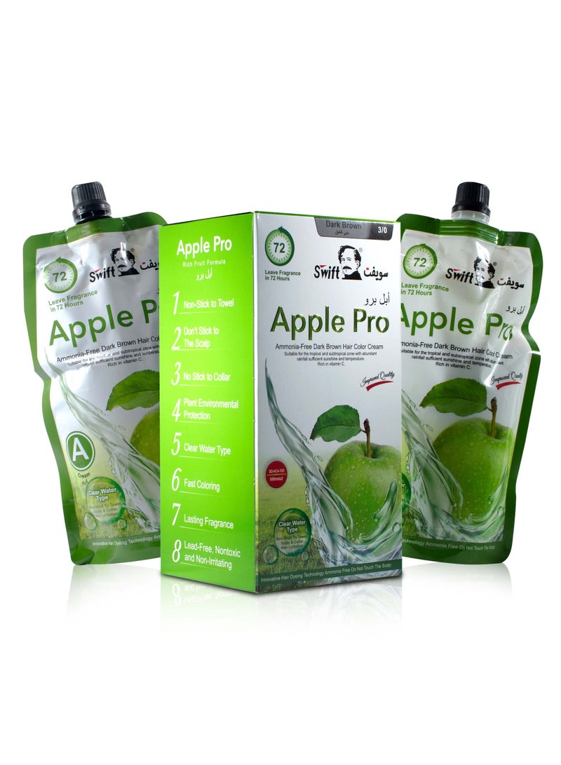 Swift Apple Pro hair color cream, ammonia free 500ml developer 500 cream (Dark Brown) - Image 1