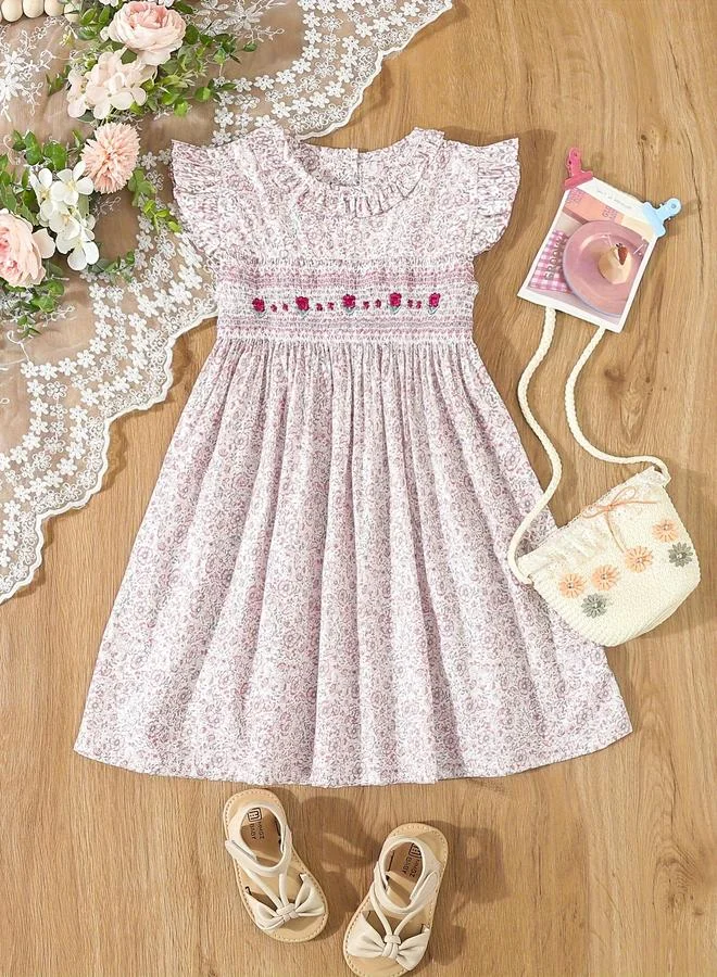 تايك تو Take Two Girls Pink Floral Smocked Dress
