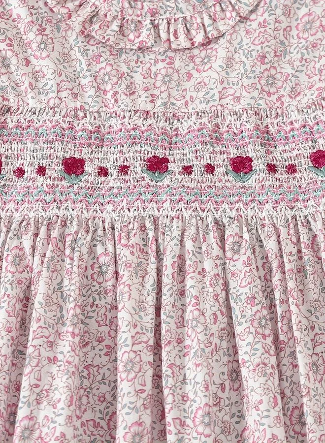Take Two Take Two Girls Pink Floral Smocked Dress