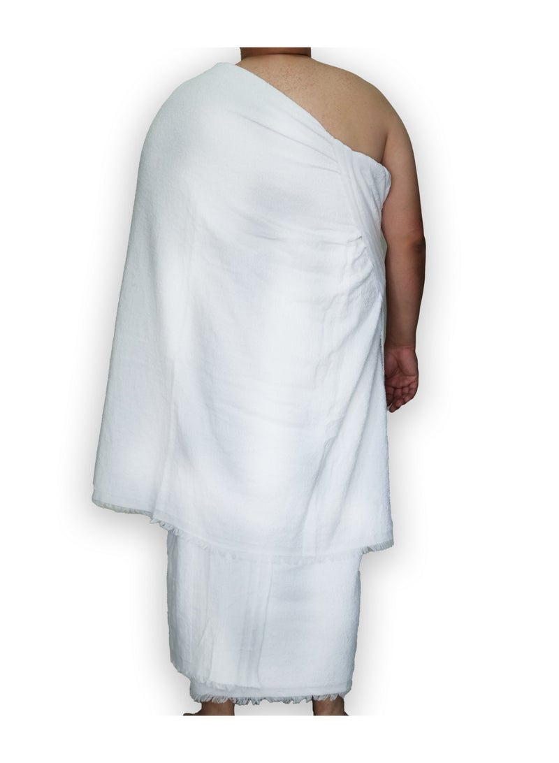 Serazat Bamboo Ihram for Men – 2-Piece Hajj  Umrah Towel Set, 110x220cm, White, Soft Cotton - Image 3