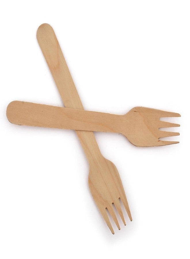 SKYWINS Birchwood Disposable Fork Wooden Biodegradable Ecofriendly Cutlery Mini Fork for Snacks Suitable for Birthday Parties and Camping - Pack of 100 - Image 3