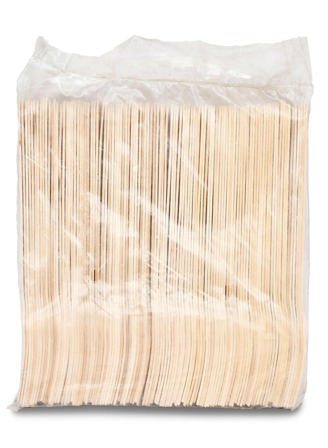 SKYWINS Birchwood Disposable Fork Wooden Biodegradable Ecofriendly Cutlery Mini Fork for Snacks Suitable for Birthday Parties and Camping - Pack of 100 - Image 5