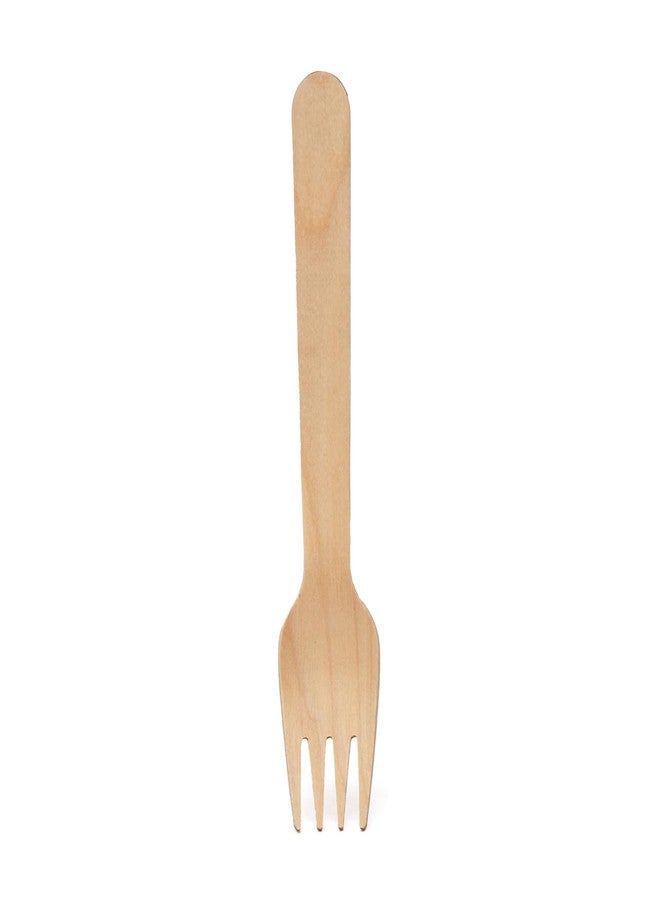 SKYWINS Birchwood Disposable Fork Wooden Biodegradable Ecofriendly Cutlery Mini Fork for Snacks Suitable for Birthday Parties and Camping - Pack of 100 - Image 1