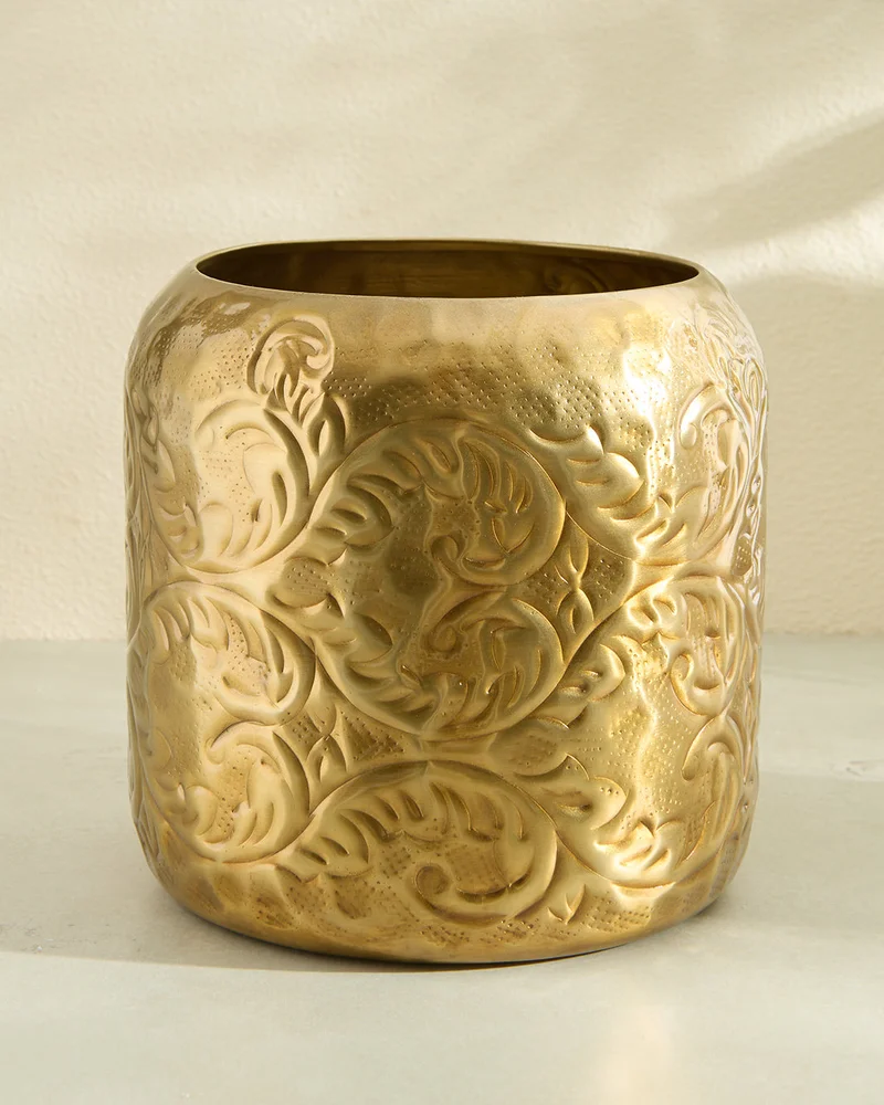 Redtag Gold Antique Embossed Metal Planter