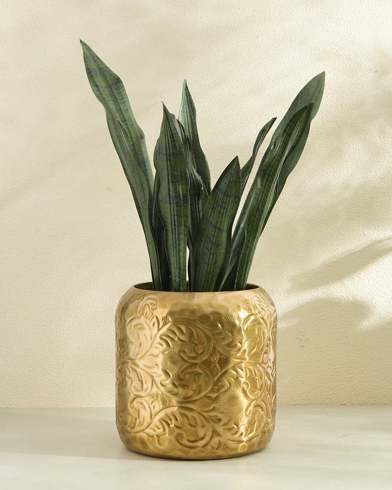 Redtag Gold Antique Embossed Metal Planter