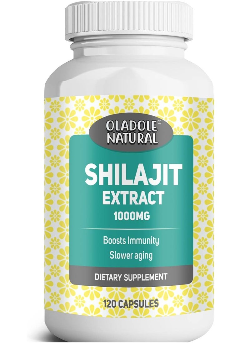 Oladole Natural Oladole Natural HIGH Potency SHILAJIT Extract 1000 mg Made with Organic Herbs Support Weight Management, and Increased Vigor and Vitality, 120 capsule  - Image 1