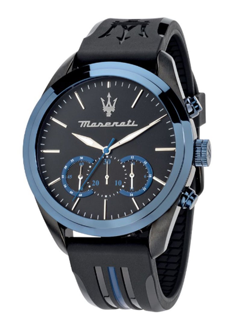 Maserati ساعة يد للرجال 45 مم زرقاء، قرص شمسية سوداء وزرقاء من البولي يوريثان - R8871612006 - Image 1