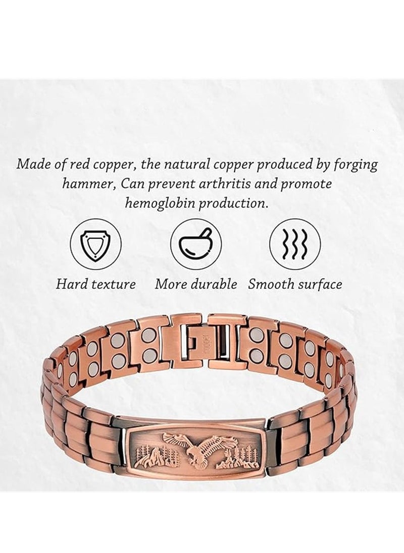 Generic - Copper Bracelet for Men, Copper Bracelets 99.99% Pure Copper Gift with Adjustable Sizing Tool, Magnetic Field Therapy Jewelry with Eagle Pattern, 1 Pcs - Image 1
