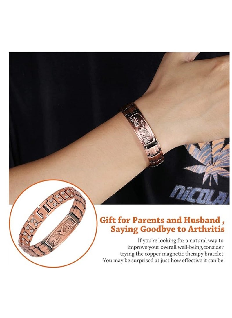 Generic - Copper Bracelet for Men, Copper Bracelets 99.99% Pure Copper Gift with Adjustable Sizing Tool, Magnetic Field Therapy Jewelry with Eagle Pattern, 1 Pcs - Image 1