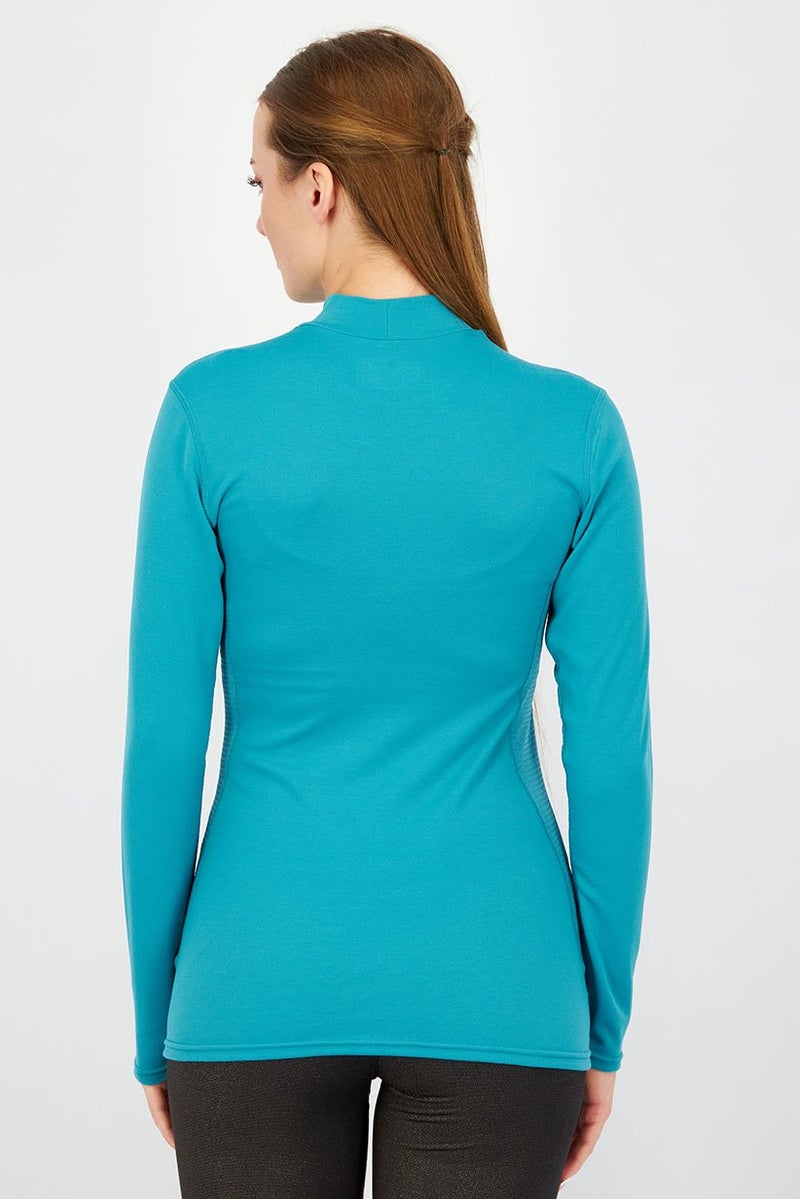 Mizuno Women Sportswear Fit Hi Neck Shirt, Tile Blue - Image 3