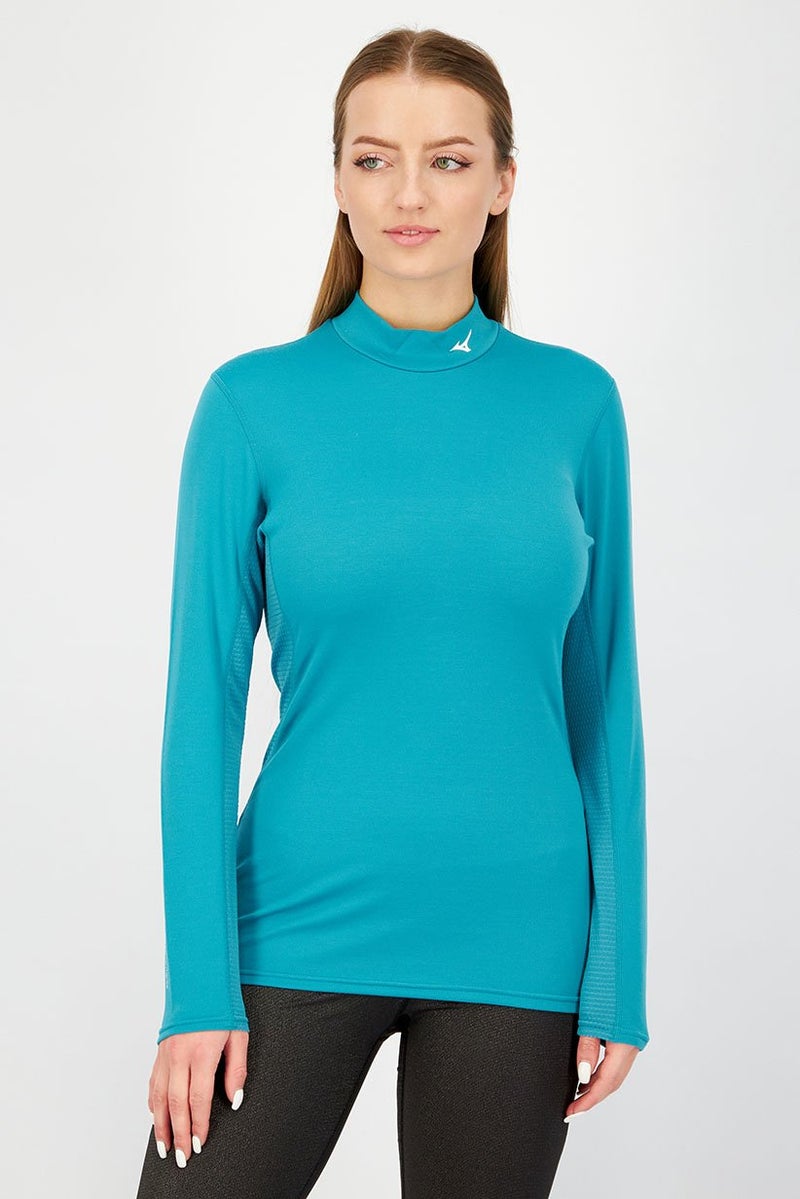 Mizuno Women Sportswear Fit Hi Neck Shirt, Tile Blue - Image 1