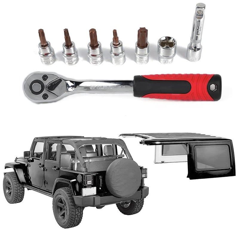 JeCar Socket Wrench Kit Hardtop and Door Removal Torx Set Compatible with Jeep Wrangler 19972023 TJ JK JL and Unlimited Sport Sahara Rubicon X