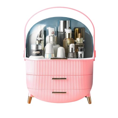 ALOXE Storage Box and Organiser for Makeup & Skincare | Large Makeup Organisers with Dust-Proof Cover | Dressing Table Organiser with Drawers (Pink) - Image 1