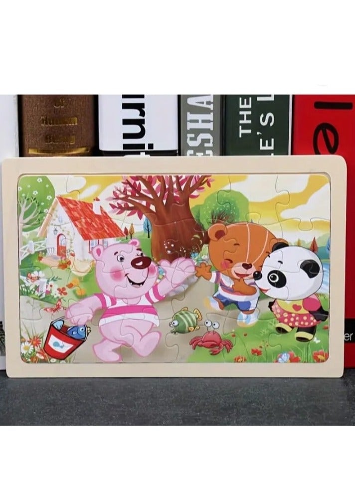 Wooden puzzles in the shape of cartoon animals, early education educational toys gifts for children, 2 pieces  - Image 3