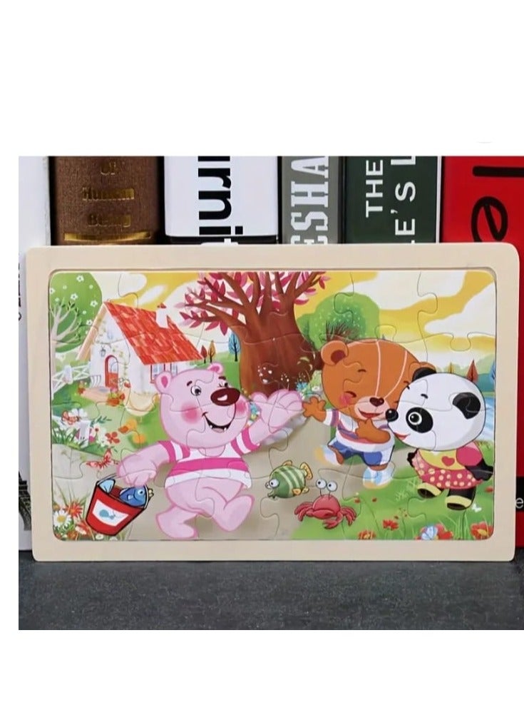 Wooden puzzles in the shape of cartoon animals, early education educational toys gifts for children, 2 pieces  - Image 4