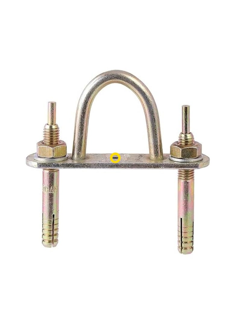 EDANUST EDANUST Mild Steel D Hook Golden 1 Pack with 3inch10x75mm 2 Nos Fastener Heavy Duty for Hanging Chandelier and Swing Jhula or Ceiling Fan  - Image 2