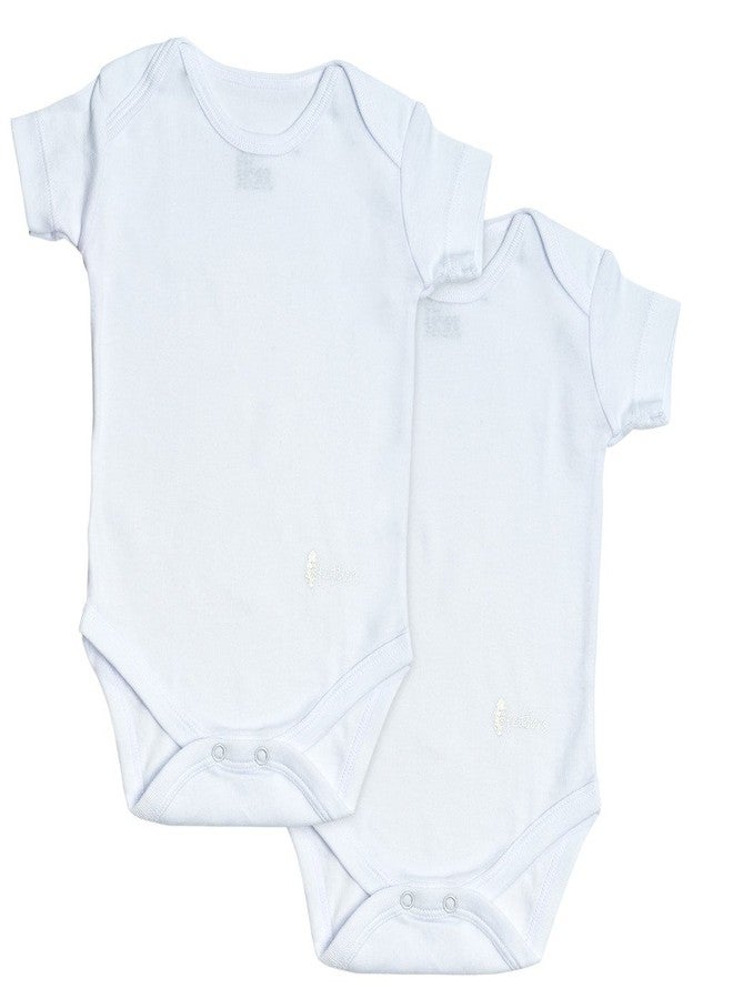 Feathers Baby Solid White 100% Cotton Super Soft Onesie Undershirts 2-Pack - Image 1