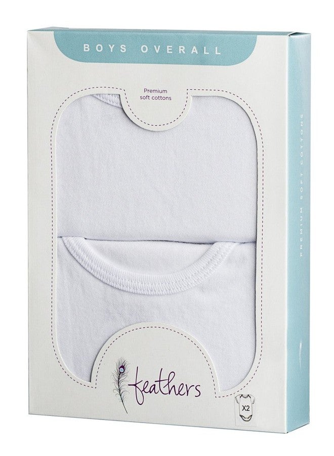 Feathers Baby Solid White 100% Cotton Super Soft Onesie Undershirts 2-Pack - Image 2