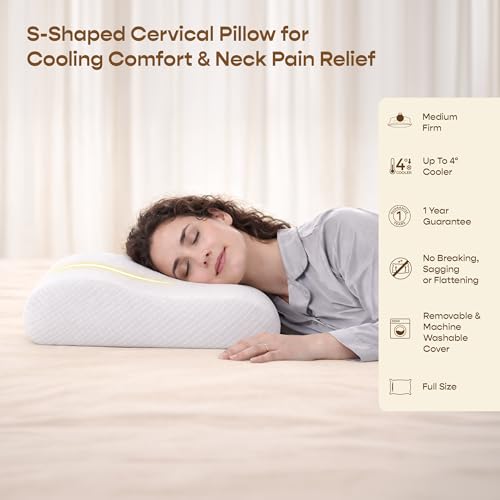 SleepyCat CoolTEC™ Cervical Memory Foam Pillow | Full Size Contour Design for Neck Support | No Sagging, No Breaking | Upto 4° Cooler | Perforated Real Memory Foam | White, Set of 1 (25 x 16 Inches) - Image 3