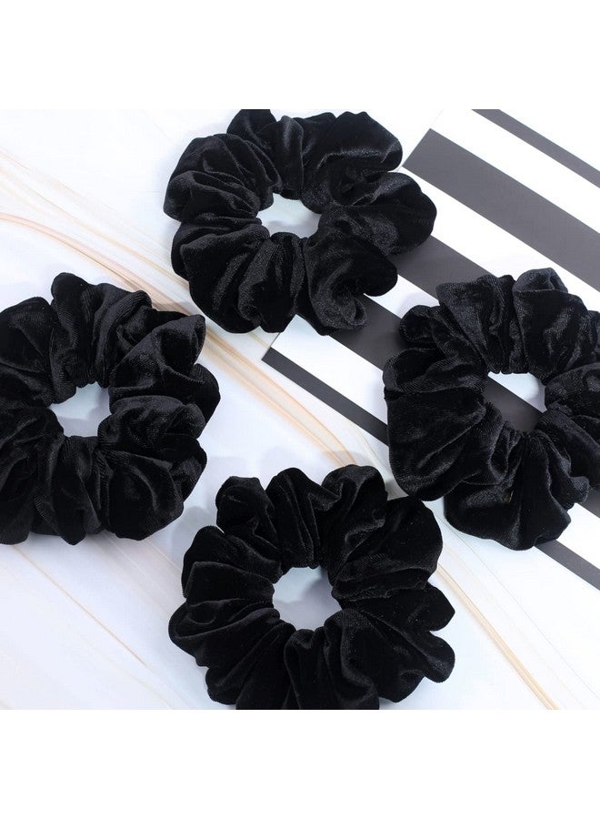 IVARYSS Extra Large Scrunchies For Women'S Thick Hair Premium Velvet Soft Jumbo Scrunchy Xl 6 Inch Big Elastic Band Hair Accessories 4 Pack Black - Image 2