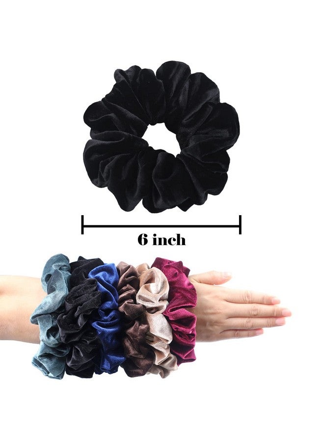 IVARYSS Extra Large Scrunchies For Women'S Thick Hair Premium Velvet Soft Jumbo Scrunchy Xl 6 Inch Big Elastic Band Hair Accessories 4 Pack Black - Image 5