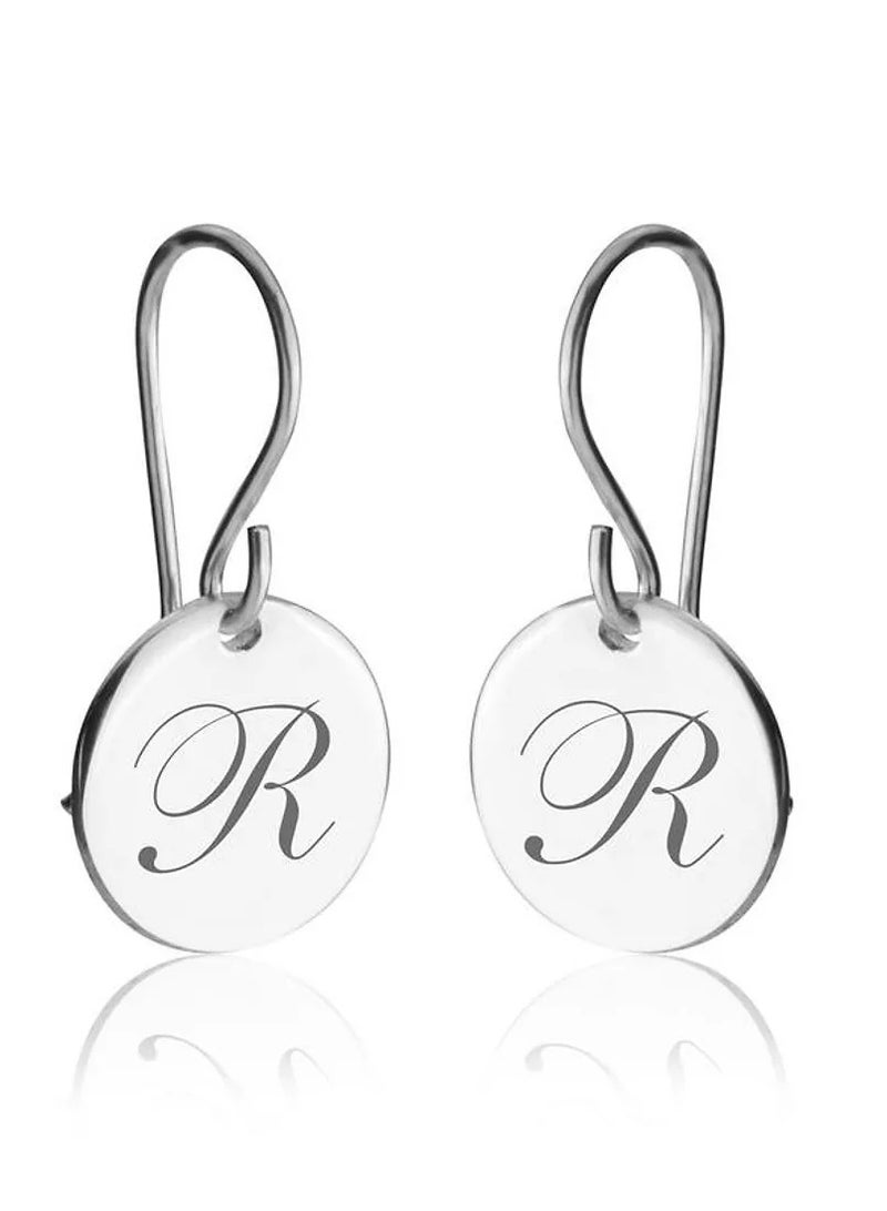 Silver 925 Personalized Initial Drop Earrings