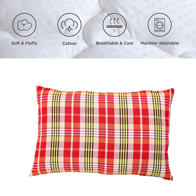 TIQH 100% Natural Cotton Fabric Hosiery Medium Hard Cotton Bed Pillow for Real Perfect Neck Support Pillow (16" x 26") Set of 02 (2) - Image 3