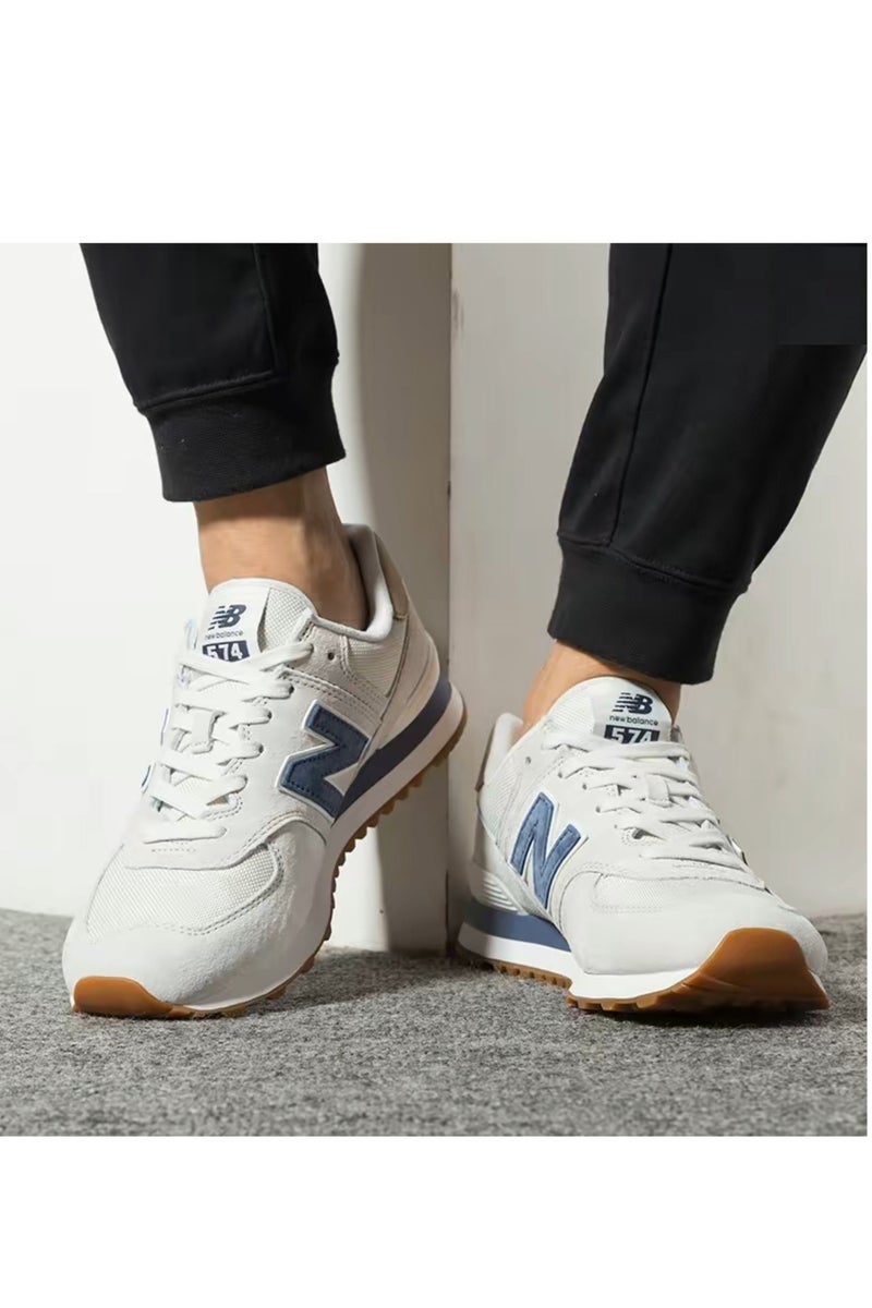New Balance 574 Low Top Colorblock Sneakers Beige/Light Blue/Brown - Image 2