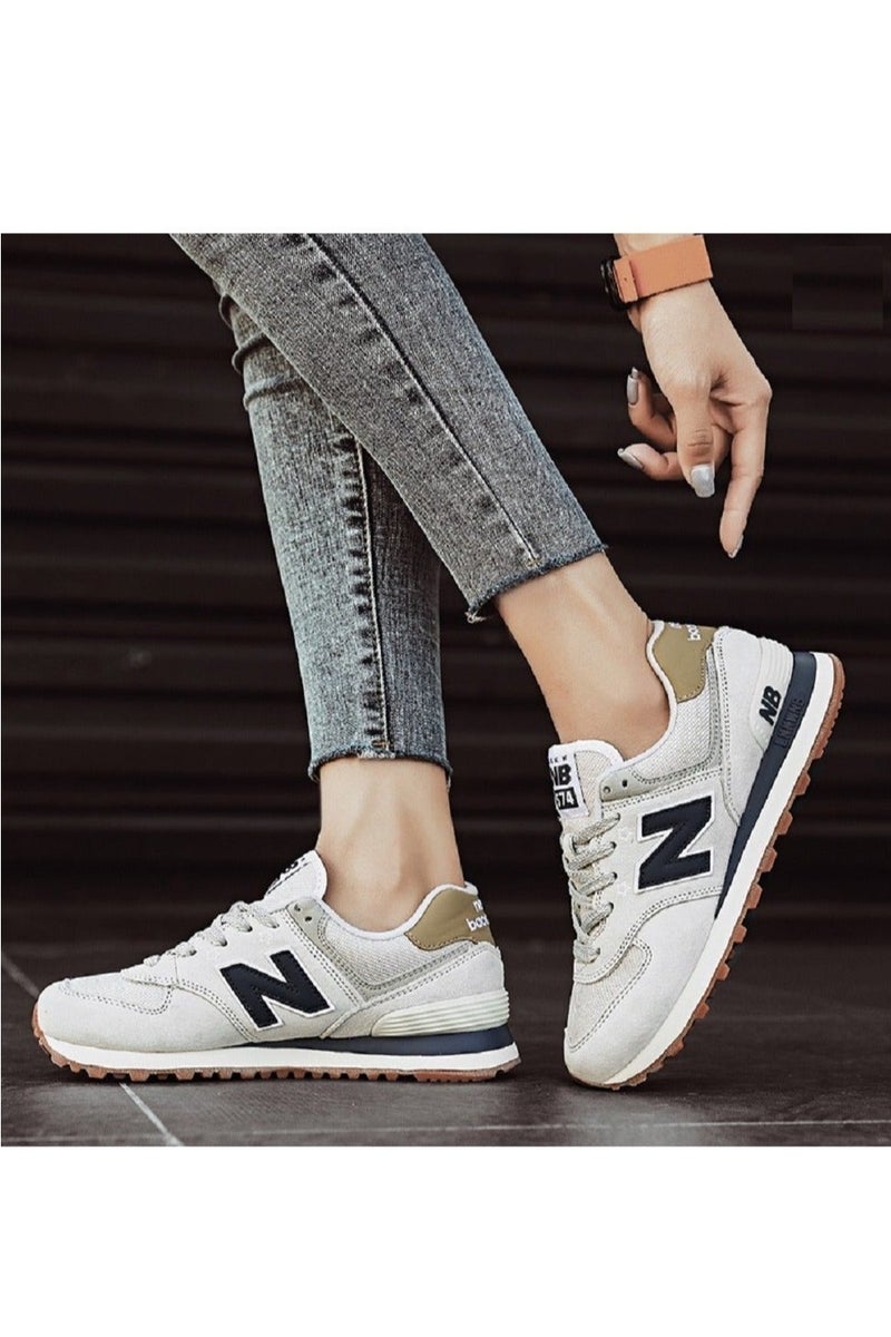 New Balance 574 Low Top Colorblock Sneakers Beige/Light Blue/Brown - Image 3