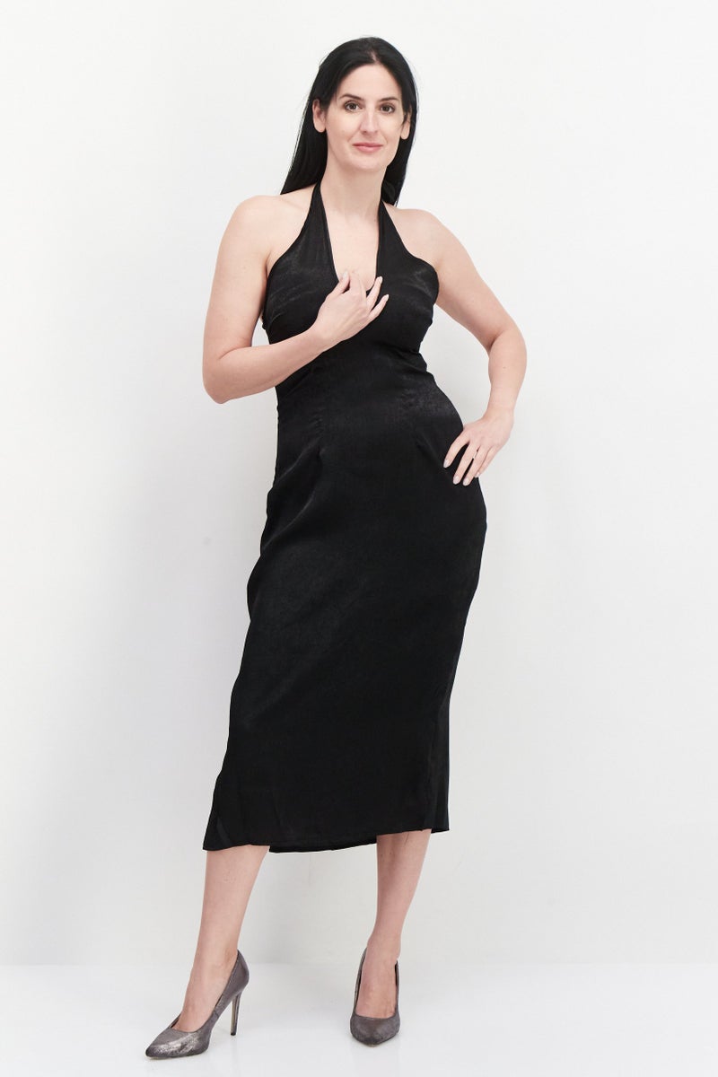 PUBLIC DESIRE Women Solid Midi Dress, Black - Image 1