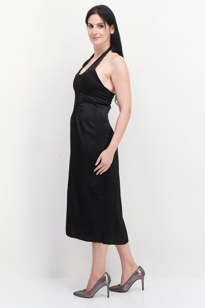 PUBLIC DESIRE Women Solid Midi Dress, Black - Image 3