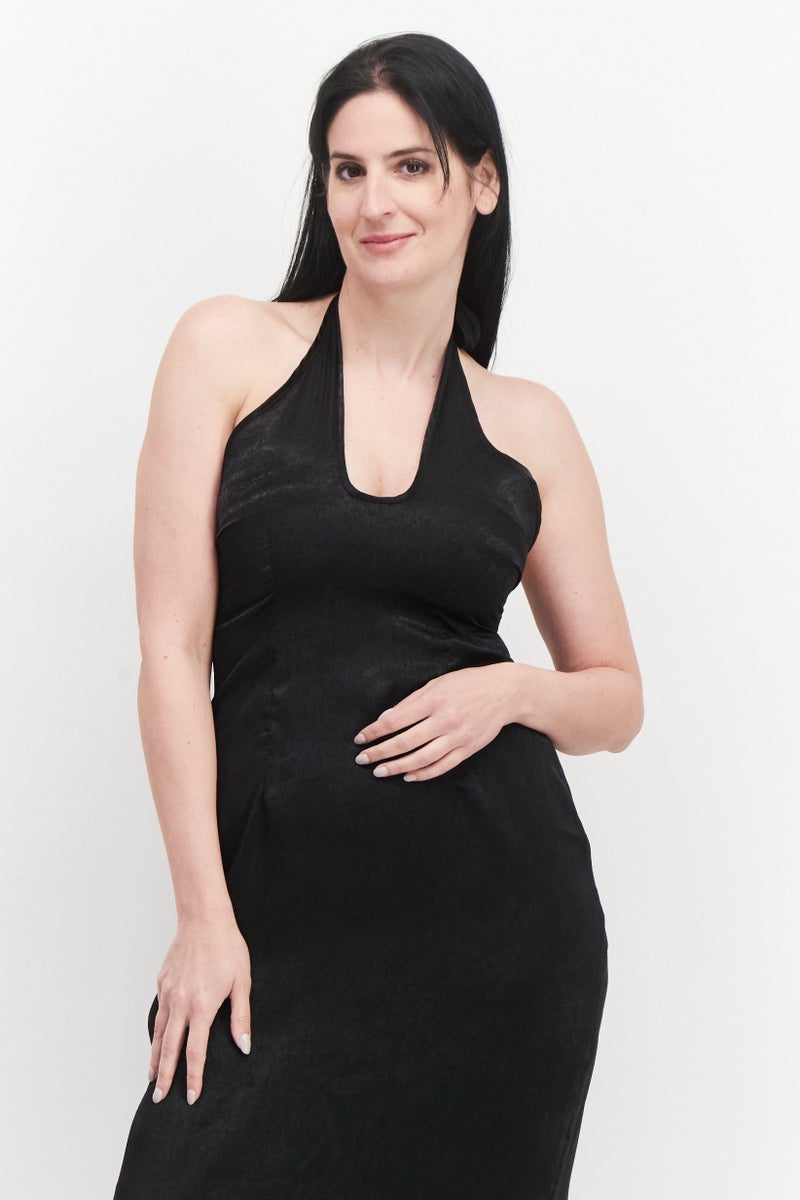 PUBLIC DESIRE Women Solid Midi Dress, Black - Image 2