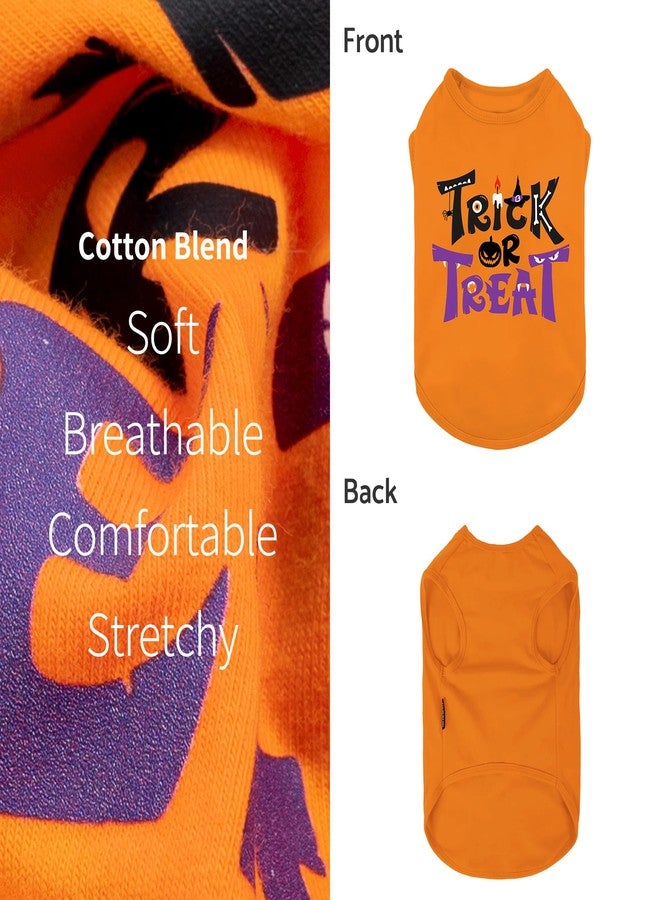 فيت وورم تيشيرت Fitwarm للكلاب بتصميم "خدعة أم حلوى" للهالوين، أزياء مرحة للكلاب الصغيرة (ذكور وإناث)، ملابس للحيوانات الأليفة، أسود، برتقالي، متوسط - Image 5