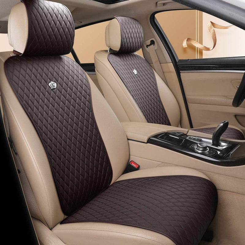 Menifomory Dark Brown Seat Covers Auto Seat Cushion Covers Leather Universal Seat Covers 2/3 Covered 11PCS Fit Car/Auto/Suv (A-Dark brown) - Image 1