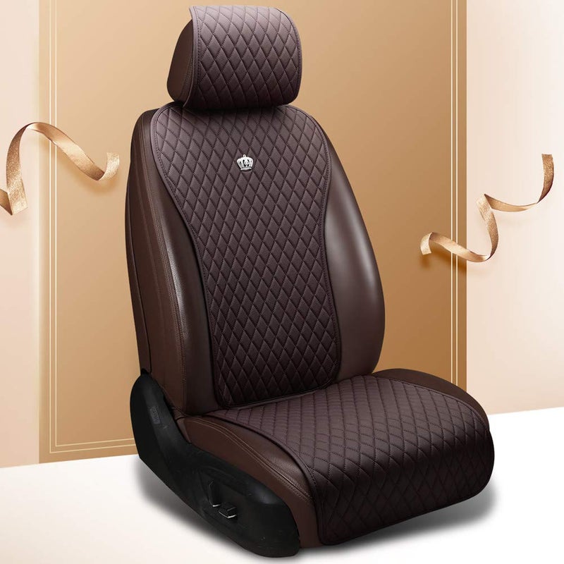 Menifomory Dark Brown Seat Covers Auto Seat Cushion Covers Leather Universal Seat Covers 2/3 Covered 11PCS Fit Car/Auto/Suv (A-Dark brown) - Image 2