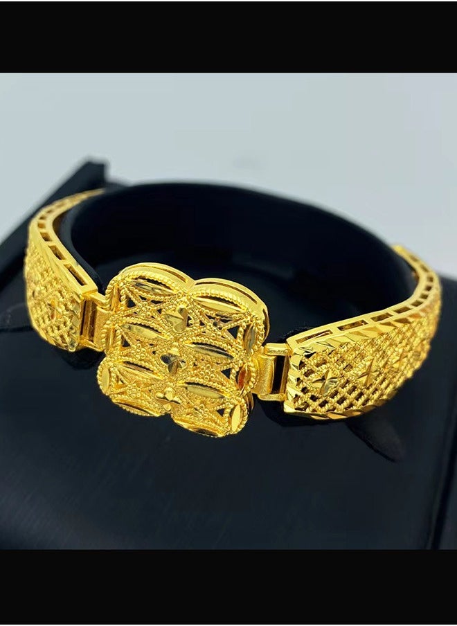 Generic - 24K Gold Plated Bracelet Women's Gold Bracelet 24 Karat Wedding Gold Bracelets Bridal Jewelry 1 Piece - Image 1