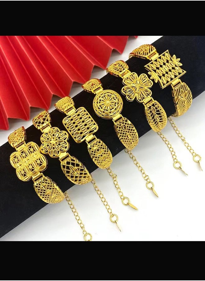 Generic - 24K Gold Plated Bracelet Women's Gold Bracelet 24 Karat Wedding Gold Bracelets Bridal Jewelry 1 Piece - Image 1