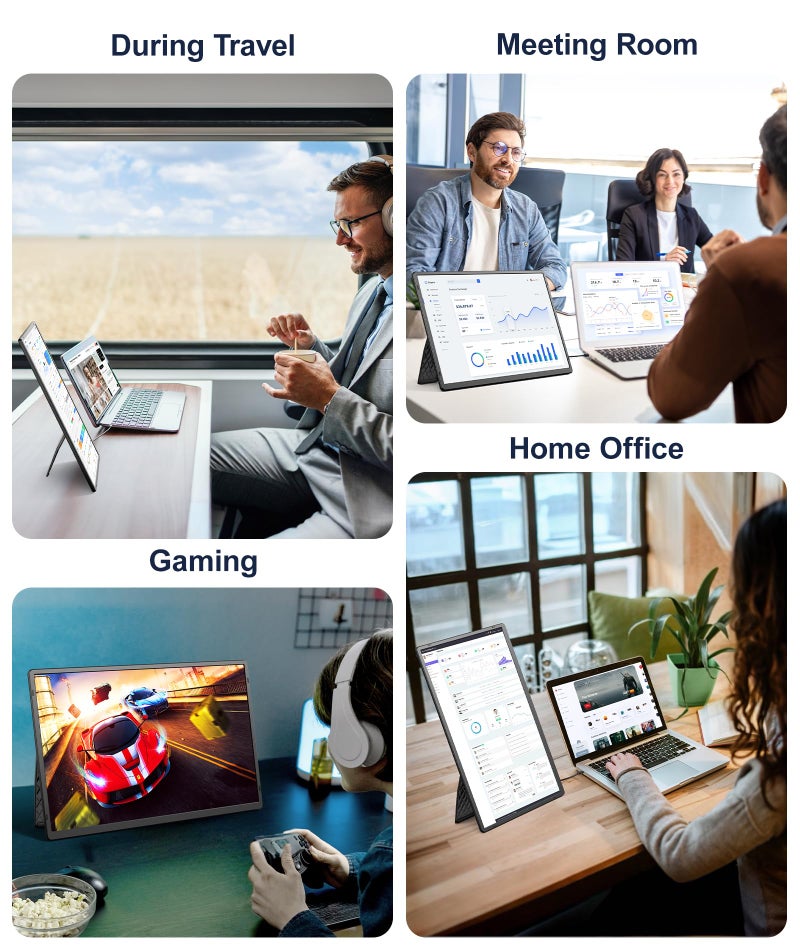 Wixzet شاشة ويكزيت المحمولة 16.1 بوصة، شاشة لابتوب بدقة 1200P FHD، قاعدة قابلة للفصل تدور 360 درجة، شاشة مزدوجة قابلة للتوصيل والتشغيل، شاشة محمولة فائقة النحافة بدون إطار للابتوب/الكمبيوتر الشخصي/ماك/ويندوز/PS5 - Image 3