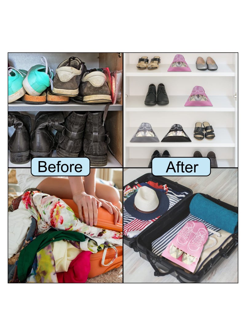 10PCS Travel Shoe Bags with Drawstring, Large Non-Woven Storage Organizers for Men and Women, Stylish Black Pattern, Portable Clear Pouches for Easy Shoe Storage.  - Image 3