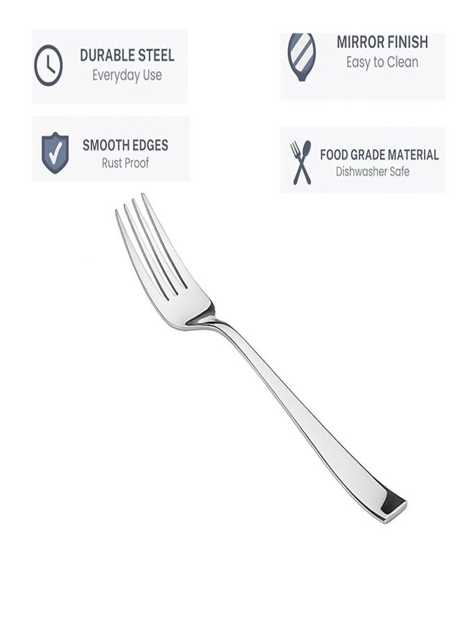 VishList 12 Pieces Stainless Steel Dinner Forks Set for Home & Kitchen, 15.5 cm Long, Fruit Fork for Dining Table, Dining Tableware Cutlery Set, Silver - Image 2