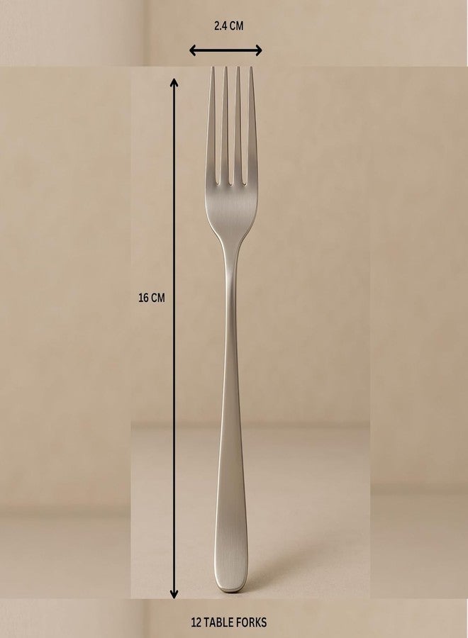 VishList 12 Pieces Stainless Steel Dinner Forks Set for Home & Kitchen, 15.5 cm Long, Fruit Fork for Dining Table, Dining Tableware Cutlery Set, Silver - Image 3