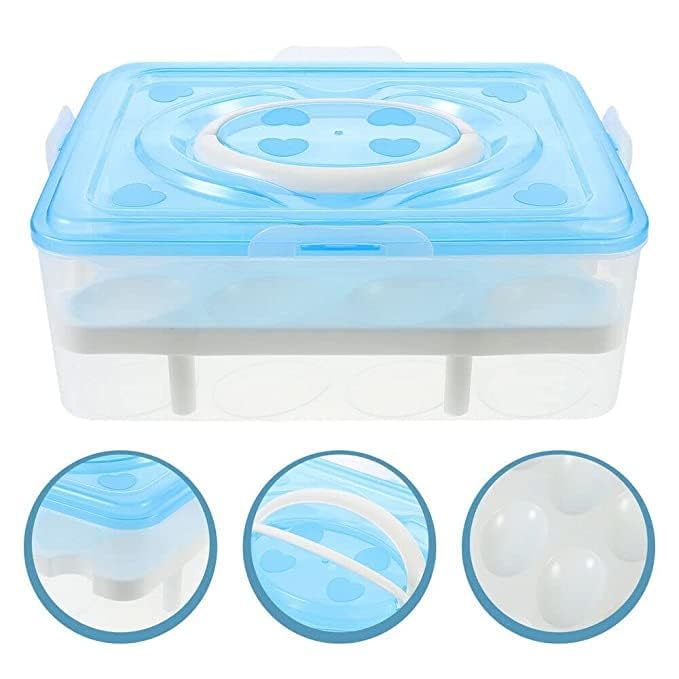 FYCAN Plastic 32 Grid Egg Storage Container Box with Lid and Tray Egg Carrier Cases Refrigerator Fridge Kitchen Food Storage Box Outdoor - Image 1