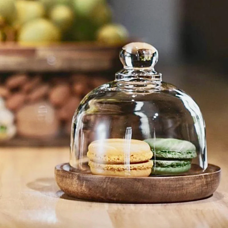Quesera  Quesera Glass Double decker bowl with wooden lid +Mini dessert Dish  | Best Price UAE