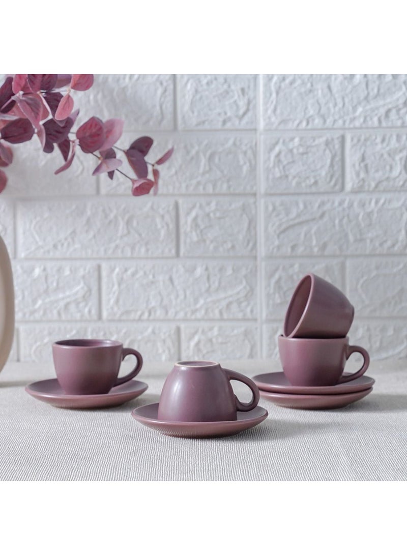 DANUBE HOME Apollo 8-Piece Stoneware Coffee Cup and Saucer Set – Elegant Tea Cups with Matching Saucers, Dishwasher & Microwave Safe, Perfect for Home, Office, or Gifting 90ml  - Image 1