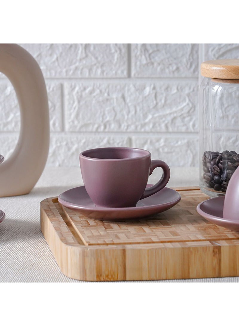 DANUBE HOME Apollo 8-Piece Stoneware Coffee Cup and Saucer Set – Elegant Tea Cups with Matching Saucers, Dishwasher & Microwave Safe, Perfect for Home, Office, or Gifting 90ml  - Image 2