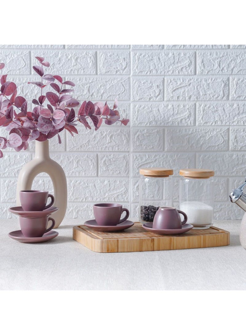 DANUBE HOME Apollo 8-Piece Stoneware Coffee Cup and Saucer Set – Elegant Tea Cups with Matching Saucers, Dishwasher & Microwave Safe, Perfect for Home, Office, or Gifting 90ml  - Image 4
