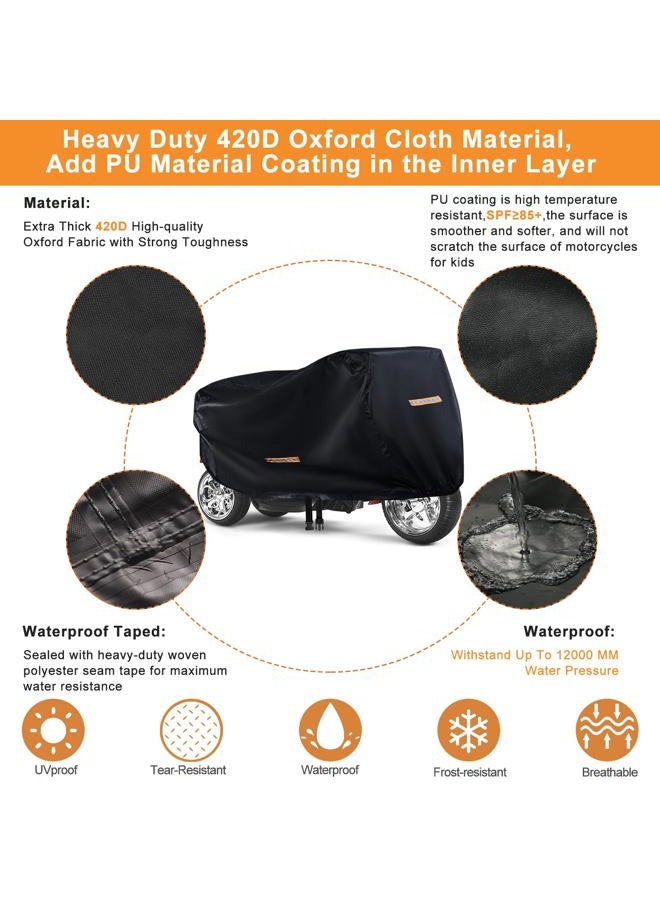 GRABADO Kids Bike Cover Waterproof Outdoor,GRABADO Heavy Duty 420D Kids Motorcycle Bike Cover,Universal Children's Tricycle Cover with 4 Reflective Strips and Windproof Buckle,Small Kids Ride On Toy Car Cover - Image 3
