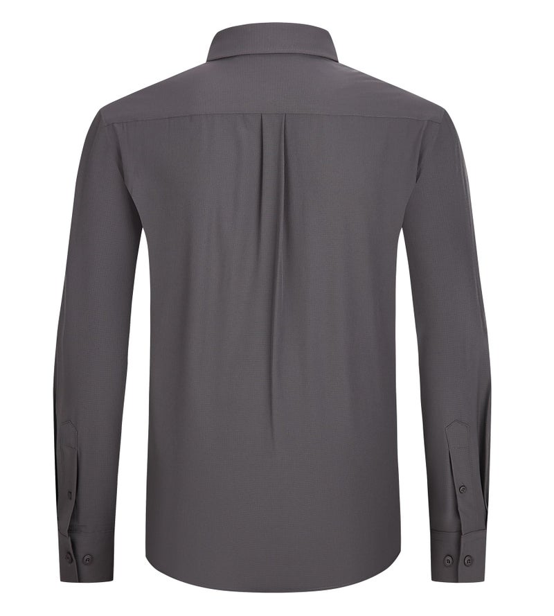 Alex Vando Mens Button Down Shirts Two Pockets Long Sleeve Casual Dress Shirt for Men,Charcoal,L - Image 4