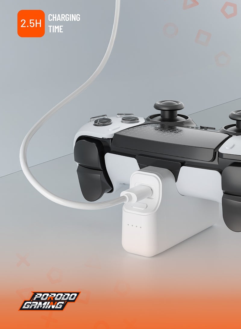 porodo Gaming PS5 Edge Gamepad Controller Back Battery 3400mah/PS5 Controller Charger - White - Image 5