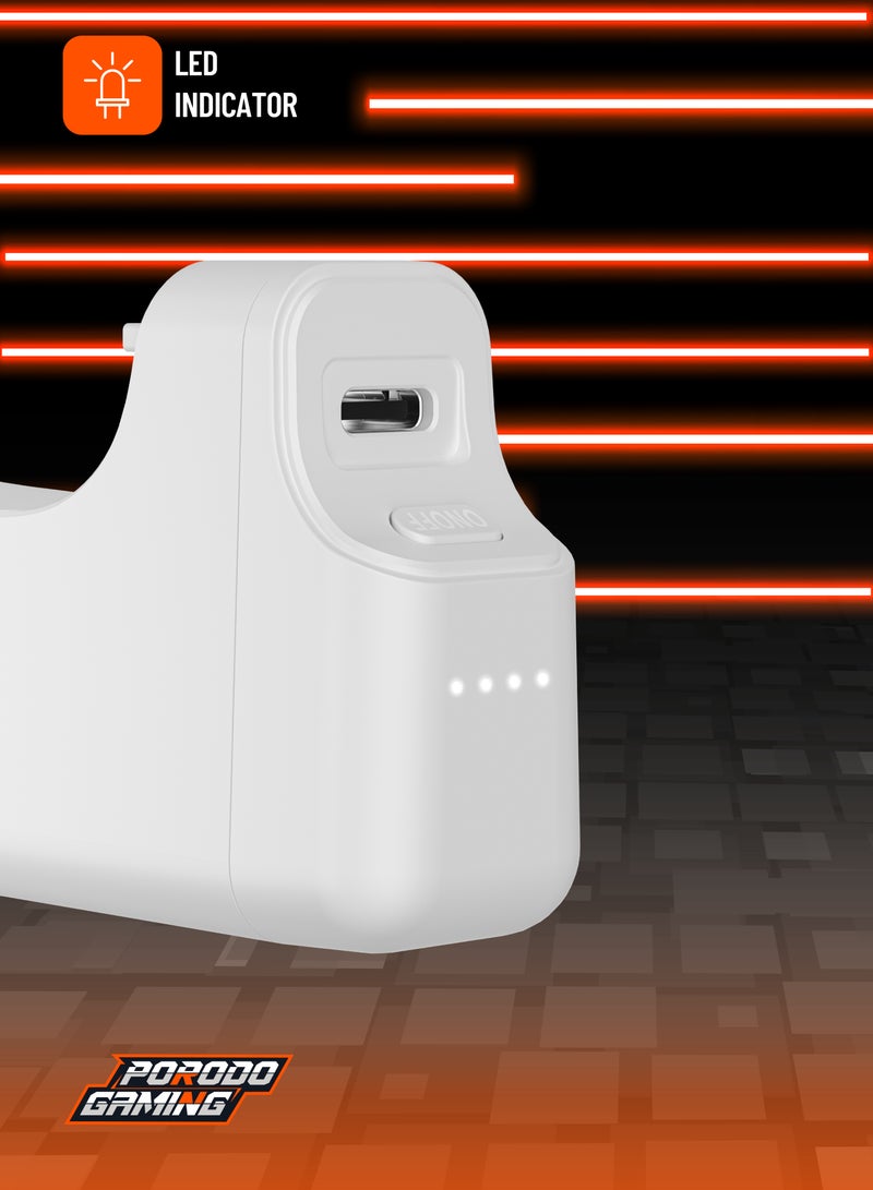 porodo Gaming PS5 Edge Gamepad Controller Back Battery 3400mah/PS5 Controller Charger - White - Image 2